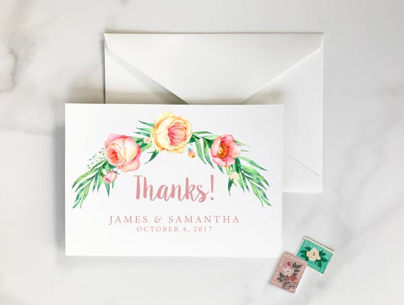 floral thank you cards watercolor thank you cards watercolor etsy