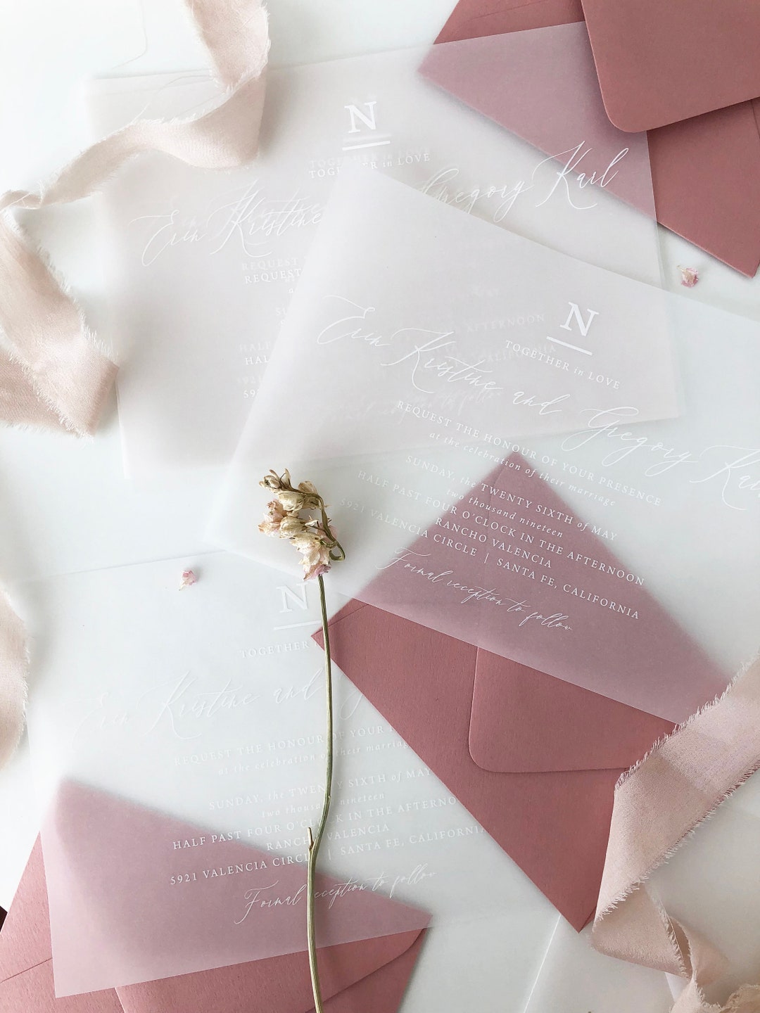 Vellum Wedding Invitation, White Ink Invitation, Transparent Invitation ...