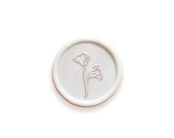 Minimal Floral Wax Seal, Elegant Wax Seal, Self-Adhesive Wax Seal, Delicate Flower Wax Seal, Wedding Invitation Wax Seal