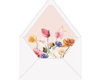 Floraler Umschlag Liner, Boho Umschlag Liner, Anthurium Umschlag Liner, HochzeitSeinladung Umschlag Liner - digitale Datei oder gedruckt