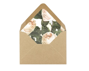 Druckbare weiße Rose und Grün Blumen Umschlag Liner/gemusterte Unterlage 8,5 x 11 - SOFORTIGER DOWNLOAD