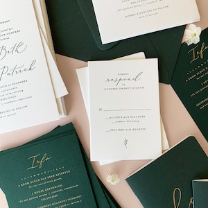 Invitación Monograma Elegante, Suite invitación Letterpress, Invitación Foil, Invitación Leaf Monogram, Suite invitación Clásica - MUESTRA