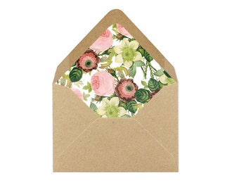 Printable Bright Floral Envelope Liner/Patterned Backer 8.5 x 11 - INSTANT DOWNLOAD