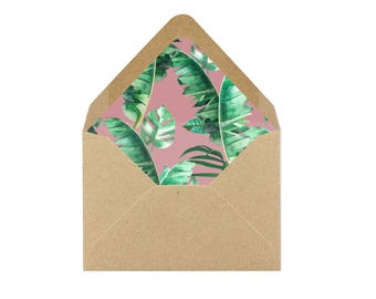 Printable Tropical Banana & Monstera Leaf Envelope Liner/Patterned Backer 8.5 x 11 - INSTANT DOWNLOAD