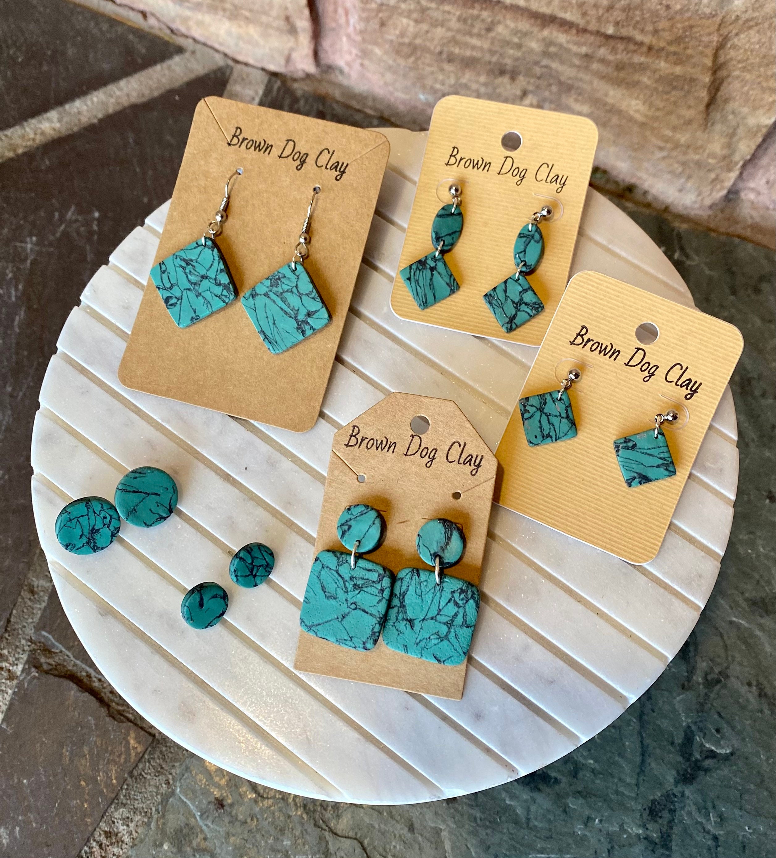 Turquoise cheap clay earrings