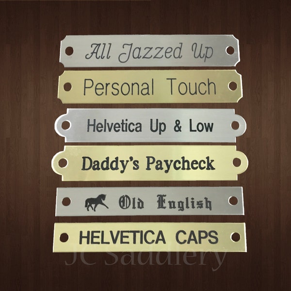 Custom Engraved BRASS Tack, Bridle, Martingale Plate