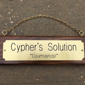 Engraved Notched Stall Plaque with Wood Block & Chain, Custom Horse Stall Plate, 2 x 8" Solid Brass, Personalized Sign