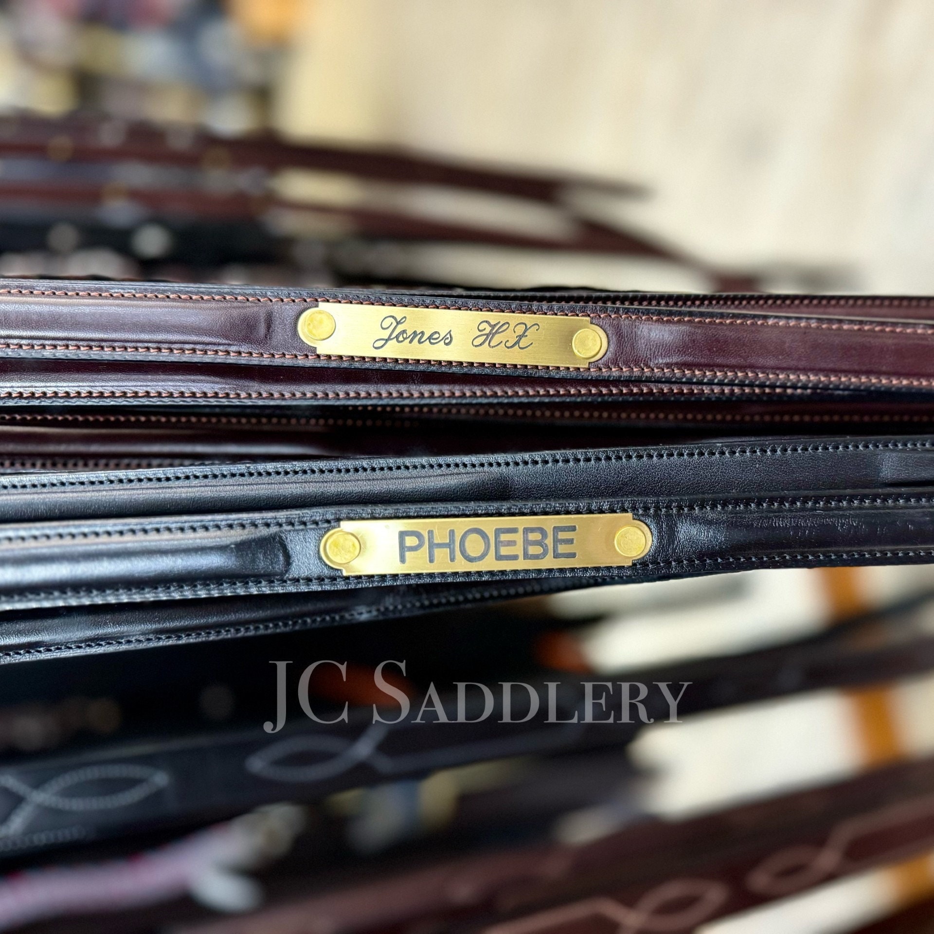 Raised Leather Belt with Custom Engraved Solid Brass Nameplate - Made…