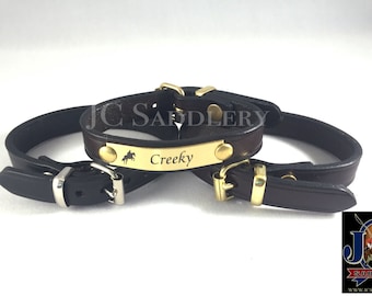 Equestrian Leather Bracelet with Engraved Brass Plate - Made in the USA, Personalized Engraving, Custom Bracelet