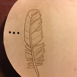 Rustic Handmade Leather Journal with Hand-Carved Feather Design image 9