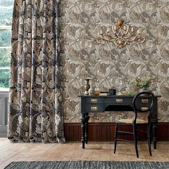 Rideau de porte portière en velours d'acanthe William Morris & Co ardoise bleu thym - Canada