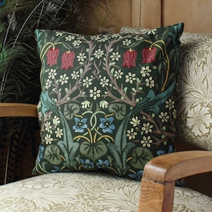 William Morris Blackthorn Cushion Cover Backed in Cavalry Twill Wool