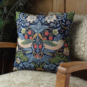 William Morris Cushion Cover Strawberry Thief Indigo