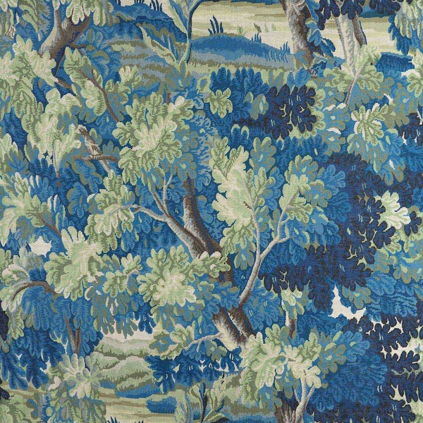Cowtan and Tout Richmond Linen Door Curtain with Velvet Lining Blue