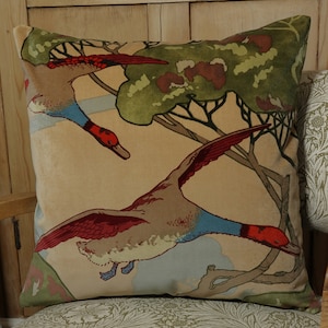 Flying Ducks Large Art Deco Cushion Cover Mulberry Home Velvet