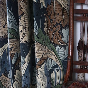 William Morris & Co Acanthus Velvet Portiere Door Curtain Slate Blue Thyme