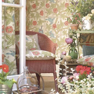 Morris & Co Trellis Curtains Drapes Ivory Brick