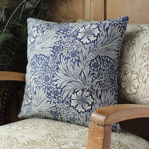 William Morris Cushion Cover Marigold Indigo Blue