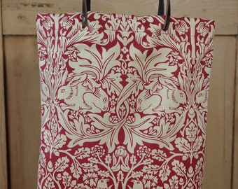 William Morris Leather handled Tote bag in Brer Rabbit