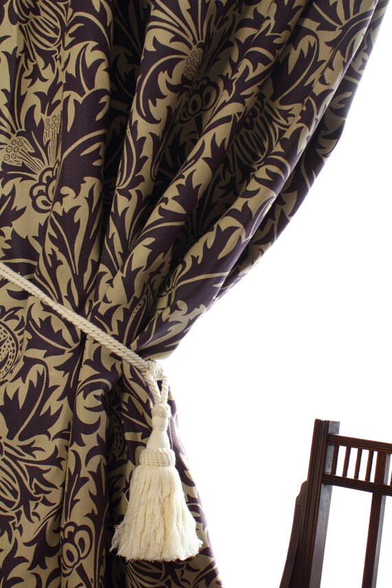 William Morris Curtains Thistle Made To Order In Grape Etsy