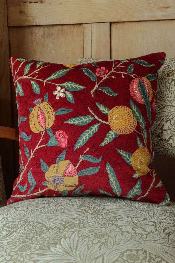 Madder Bayleaf Cushion Cover Stunning Velvet Morris at his best William Morris Fruit Velvet