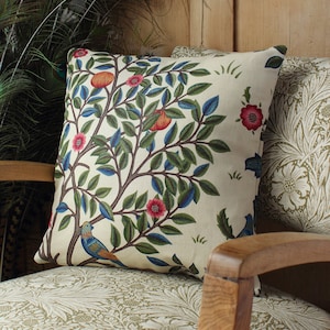 William Morris Cushion Cover Kelmscott Tree Wine and Woad