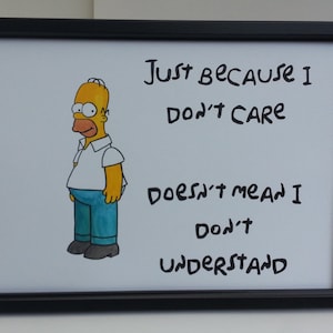 A4 Cita de Homer Simpson y pintura de acuarela pintada a mano Los Simpsons No les importa, no entienden
