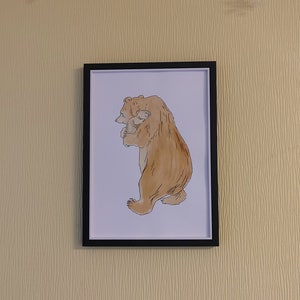Hand Painted Watercolour Can&#39;t You Sleep Little bear? Watercolour Painting Martin Waddell Cuddle Hug Kid&#39;s Wall Art Children&#39;s Book