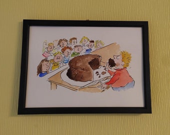 Hand Painted Bruce Bogtrotter Matilda Cake Watercolour Painting Roald Dahl