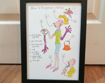 The Witches Hand Painted Watercolour Painting Roald Dahl Quentin Blake How to Recognise a Witch