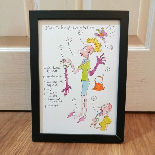 The Witches Hand Painted Watercolour Painting Roald Dahl Quentin Blake How to Recognise a Witch