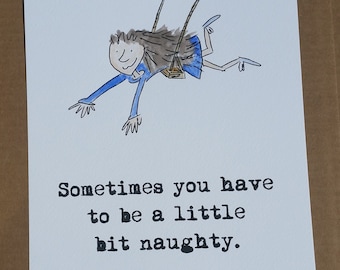 Matilda the Musical Hand Painted Quote and Watercolour Painting on Swing Roald Dahl Quentin Blake