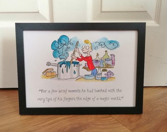 George's Marvellous Medicine Quote and Watercolour Painting Roald Dahl Quentin Blake Hand Painted