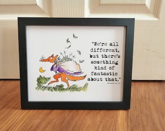 Hand Painted Fantastic Mr Fox Quote Watercolour Painting Roald Dahl Quentin Blake A4 A5 8x10''