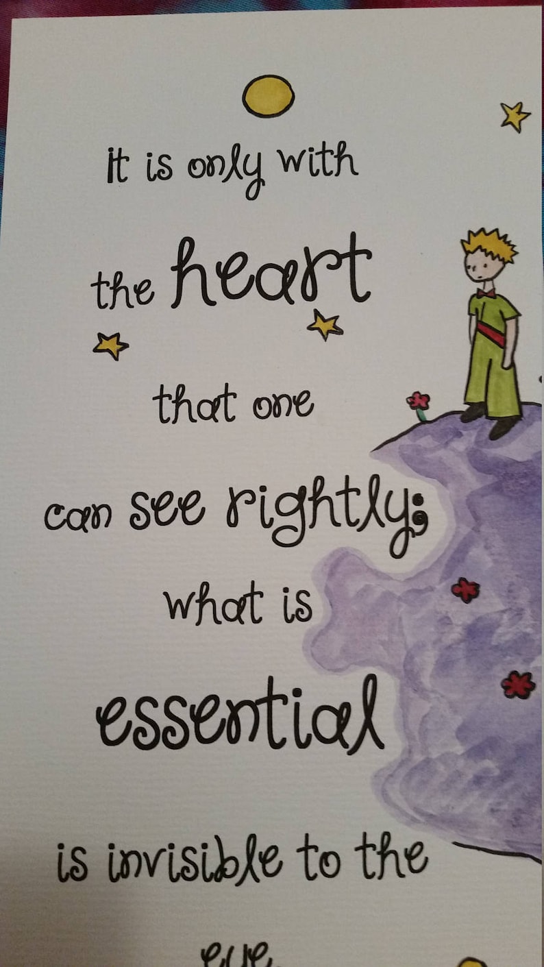 A4 The Little Prince Quote and Watercolour Painting Hand Painted Planet Rose Antoine de Saint-Exup\u00e9ry ChildrenAdult Book