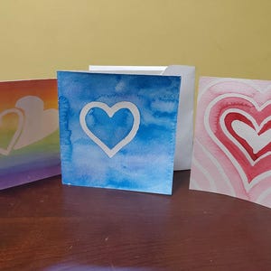 Handgemalte Valentinstag Liebeskarte Aquarell Herz helle Farbe Brauch