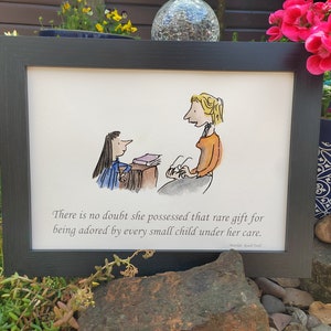 Individuell Handgemaltes Matilda Fräulein Honig Lehrer Geschenk Roald Dahl Quentin Blake Personalisiertes Brauch