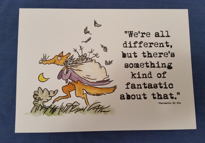 Hand Painted Fantastic Mr Fox Quote Watercolour Painting Roald | Etsy