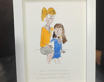 Personalised Teacher Gift, End of year thank you, watercolour portrait