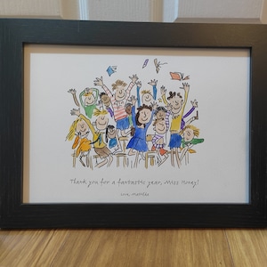 Handgemaltes Matilda-Aquarellgemälde Roald Dahl Quentin Blake Lehrergeschenk Kinder Kinder Ende der Schule Dankeschön Sir männlicher Lehrer Geschenk