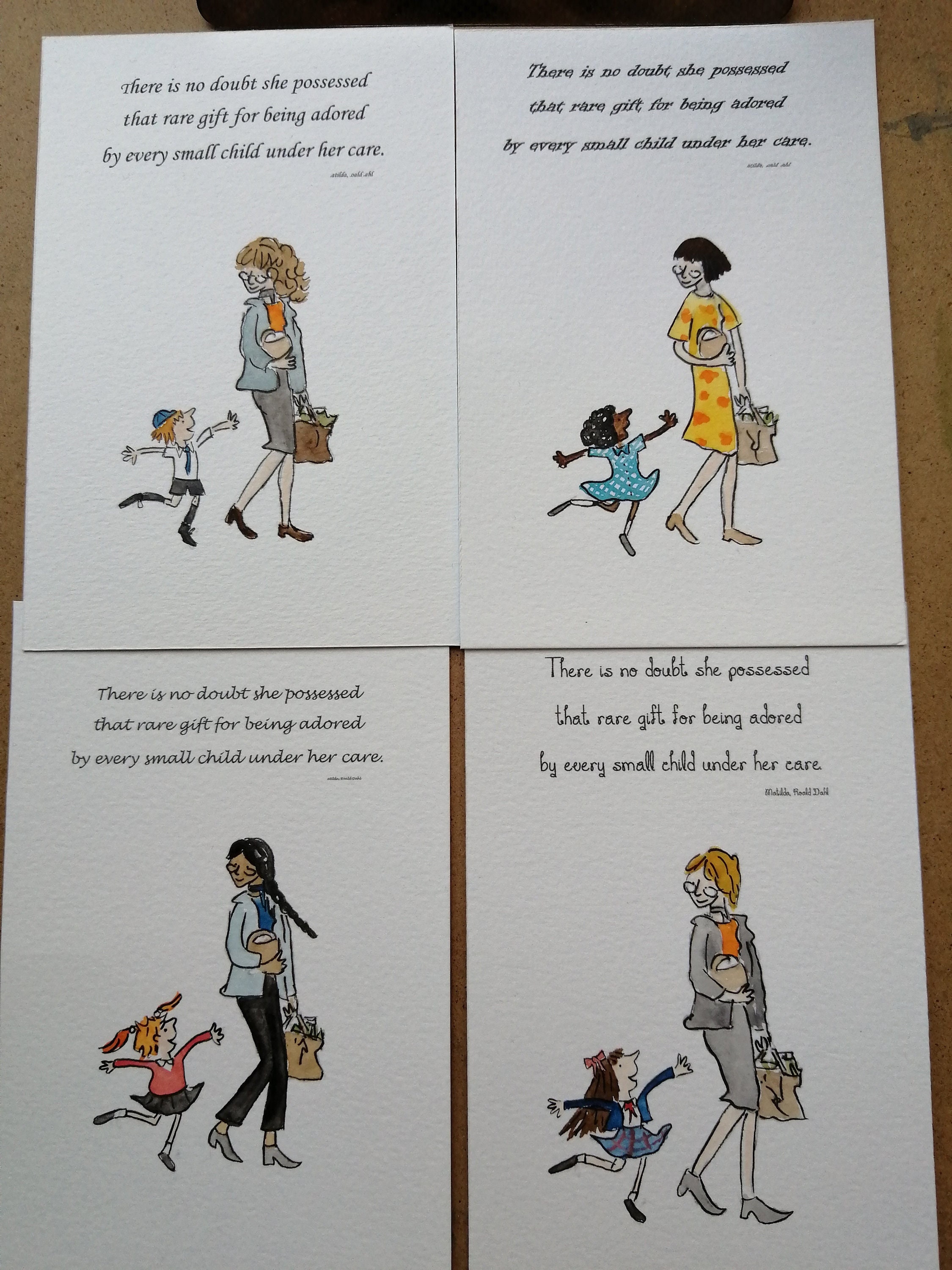 Personalizzato dipinto a mano Matilda & Miss Honey Painting Teacher Gift  Personalizzato Roald Dahl Quentin Blake -  Italia