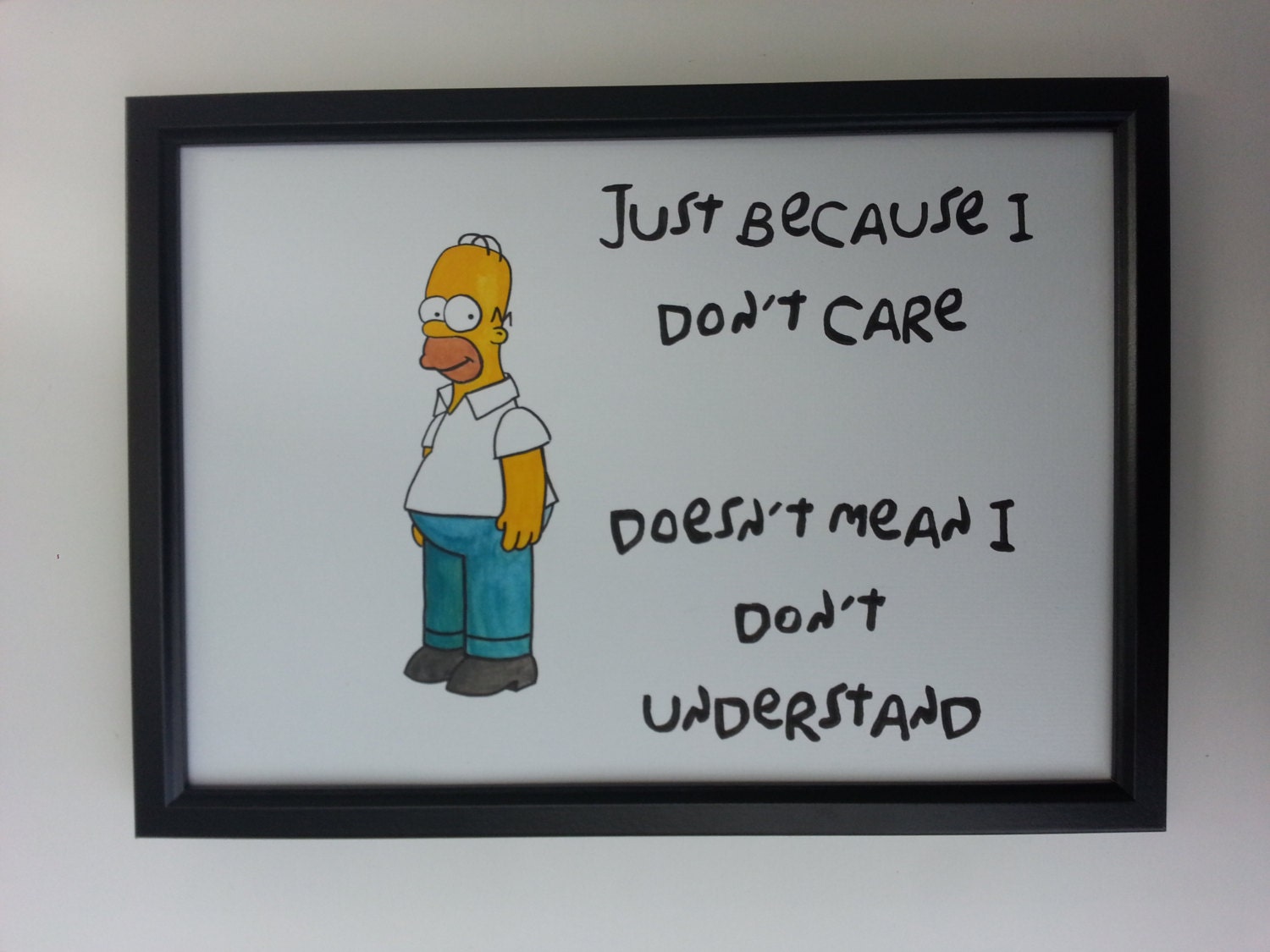 A4 ホーマー・シンプソンの名言と水彩画 手描き ザ・シンプソンズ 気に