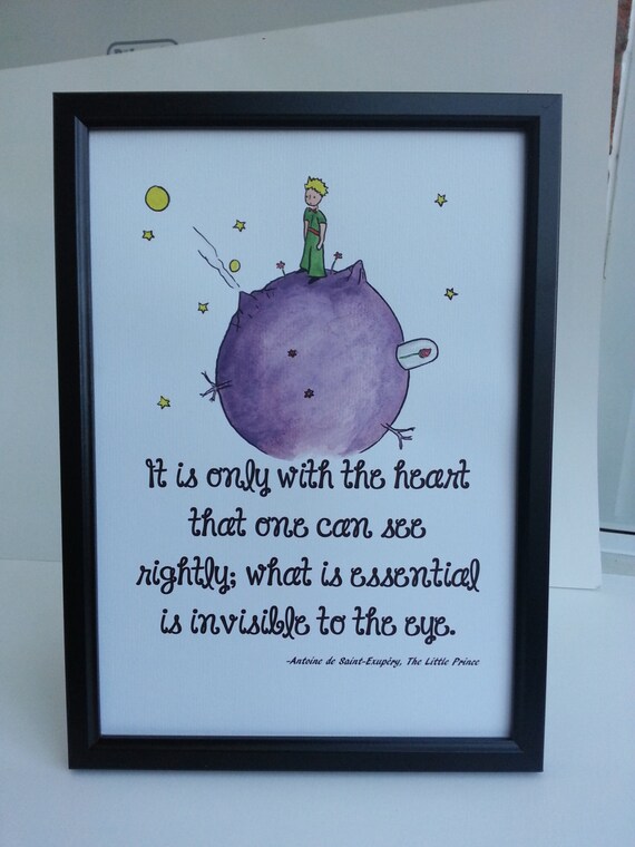 A4 The Little Prince Quote And Watercolour Painting Hand Etsy