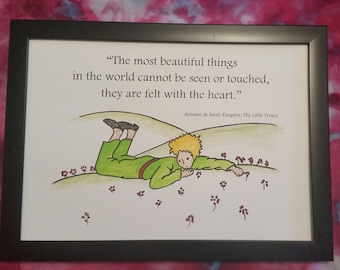 The Little Prince Watercolor Painting, A4 Quote Art