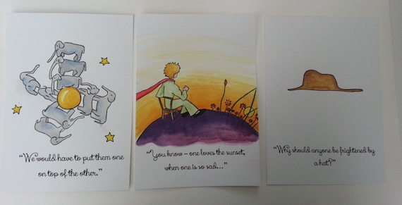 Le Petit Prince Petite Aquarelle Peinture Et Citation Antoine Etsy