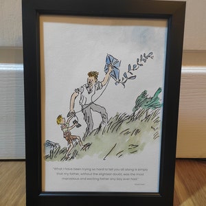 Customisable Hand Painted Danny Champion of the World Quote and Watercolour Painting Roald Dahl Quentin Blake Dad Father&#39;s Day Gift