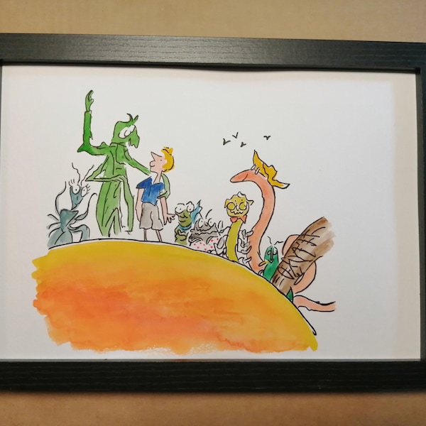 Peint à la main James et la pêche géante aquarelle Roald Dahl Quentin Blake A4 A5 8 x 10 pouces