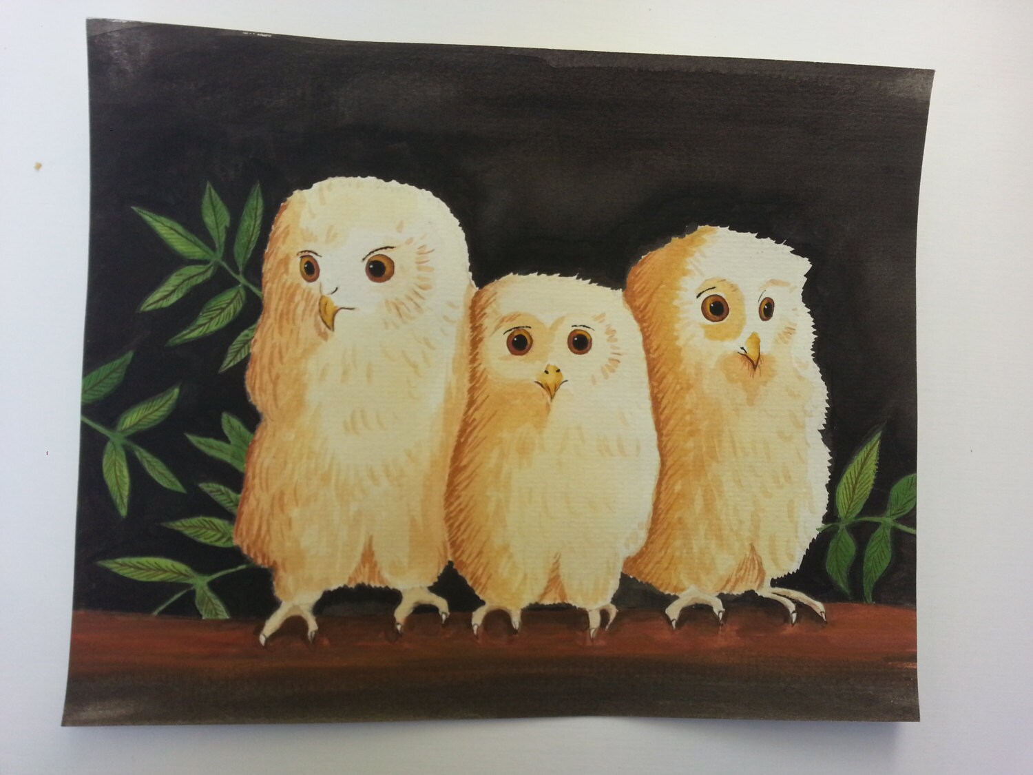 Owl Babies Mark Waddell Watercolour Painting Illustration Etsy
