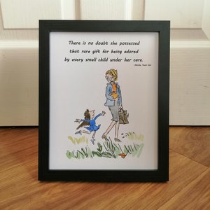Matilda Miss Honey Quote and Watercolour Painting Roald Dahl Quentin Blake Hand Painted Teacher Gift