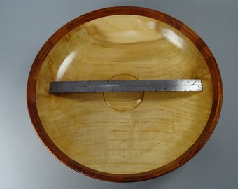 Large Maple Wood Bowl with Segmented Brazilian Cherry 18 Piece Ring.